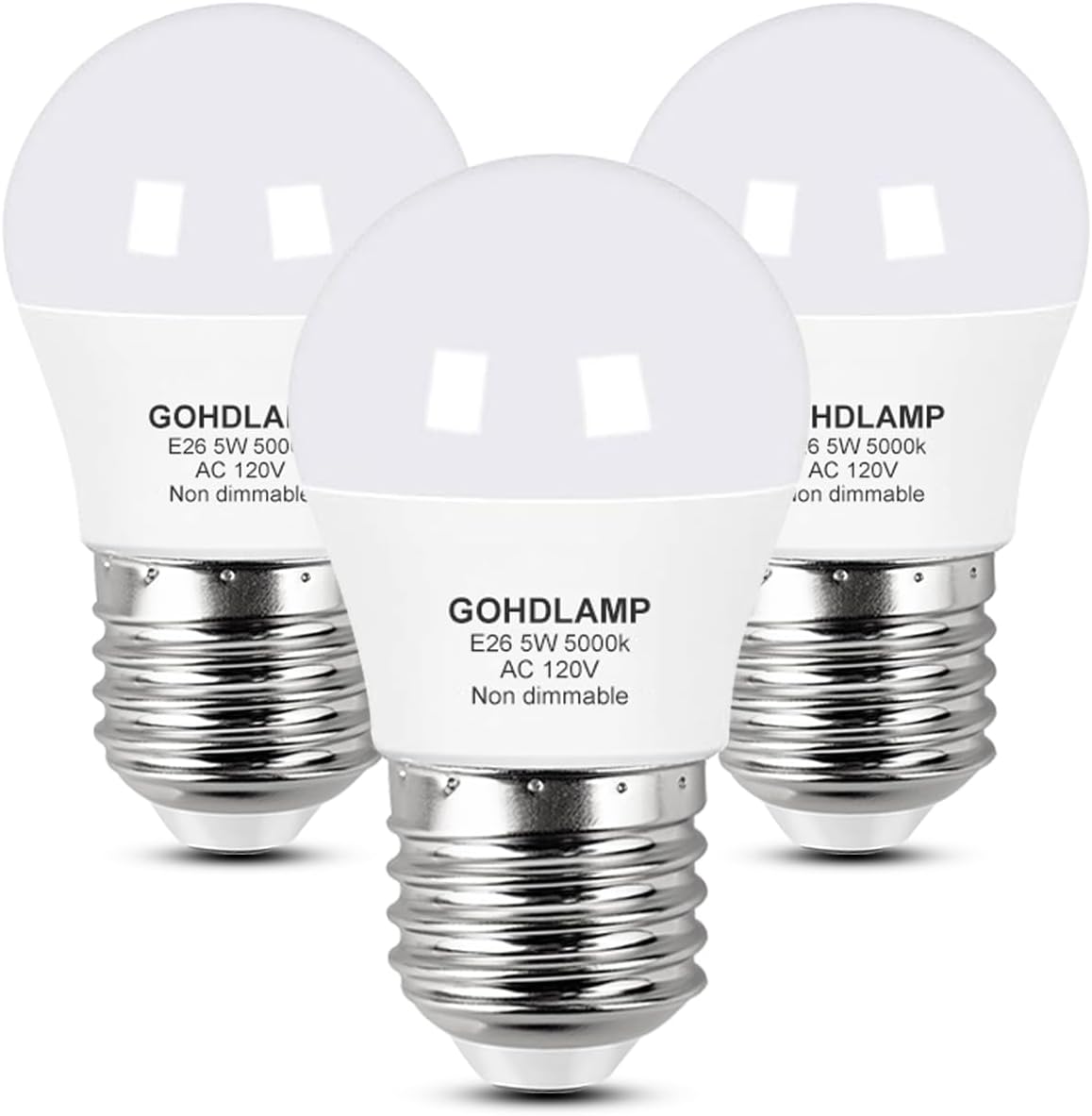 LED Refrigerator Light Bulb 5W 50Watt Equivalent,Waterproof Replacement for Frigidaire,120V E26 A15 Freezer Light Bulbs Daylight White 5000K 500 Lumen,Non-dimmable, 3 Packs