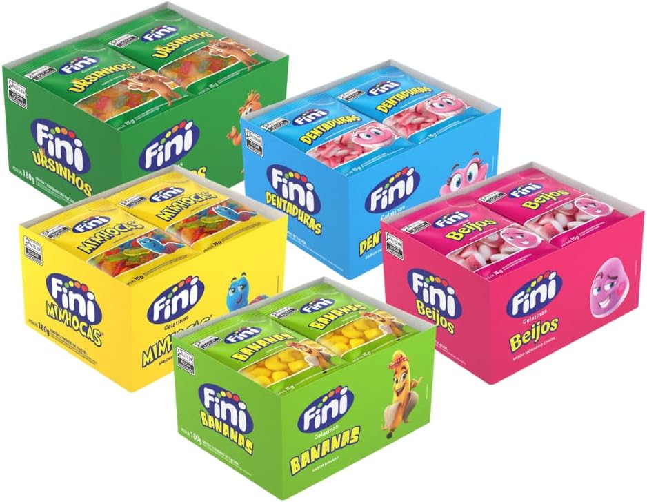 Fini Mini Kit Fini 5 Caixas Display – 60 Pacotes Mini | Sabores Variados (5 x ...