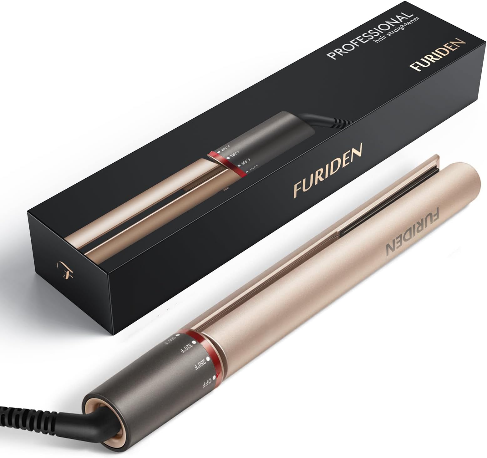 Professional Hair Straightener, Flat Iron for Hair Styling: 2 in 1 Tourmaline Ceramic Flat Iron for All Hair Types with Rotating Adjustable Temperature and Salon High Heat 250?-450?, 1 Inch (Gold)