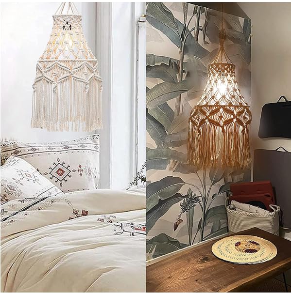 Smallterm Lamp Shades Macrame Light Shade Boho Lampshades for Ceiling Lights Restaurant, Corridor, Living Room, Bar, Coffee - Image 3