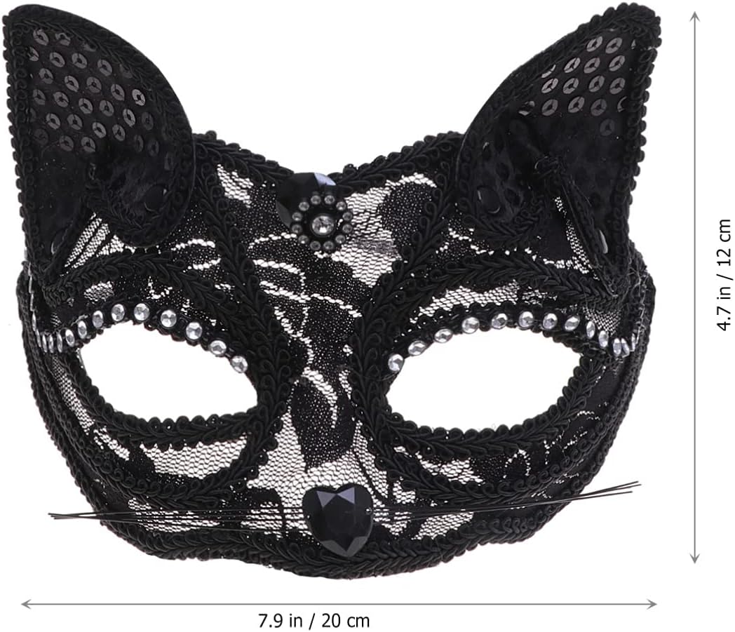 VALICLUD Fox Mask - Half Face Masquerade Mask for Women Lace Costume Accessory for Halloween & Cosplay Parties
