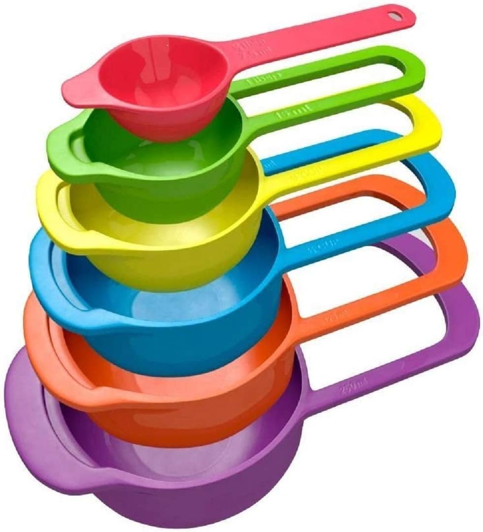 Showay Measuring Cup Set Food Grade Measuring Cup And Spoon Set For Baking And Cooking Set Of 6 Pieces - Multicolour