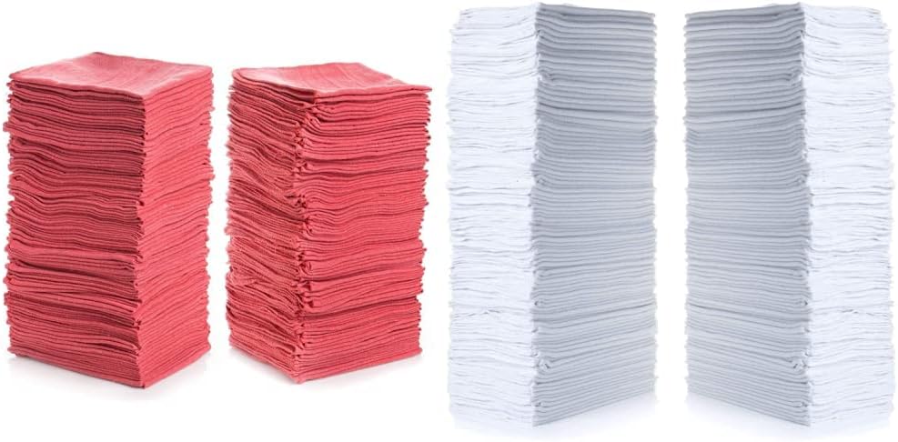 SIMPLI-MAGIC Shop Towels Pack of 300, Red and White