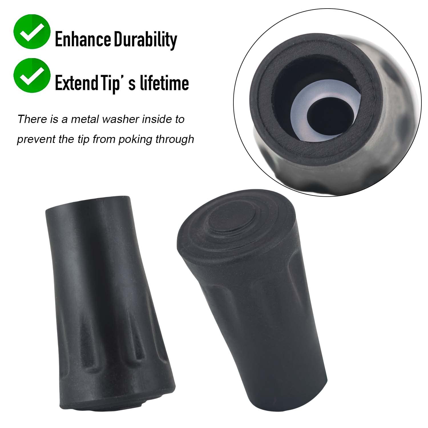 Walking Stick Tips, Trekking Pole Accessories Rubber Tips, Set of 6 Snow Support Mud Support Replacement for Hiking Poles for All Common Trekking Poles, Hiking Sticks, Walking Poles