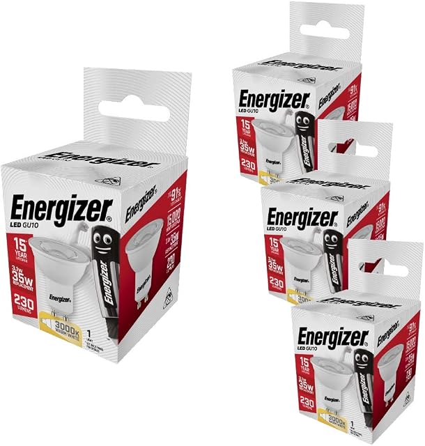 Energizer LED GU10 Light/Lamp Bulb - 3W 5W Energy Saving Cool White/Warm White - Bundles of x2/x4/x6/x10 Available! (3.6W - x4 - Warm White)