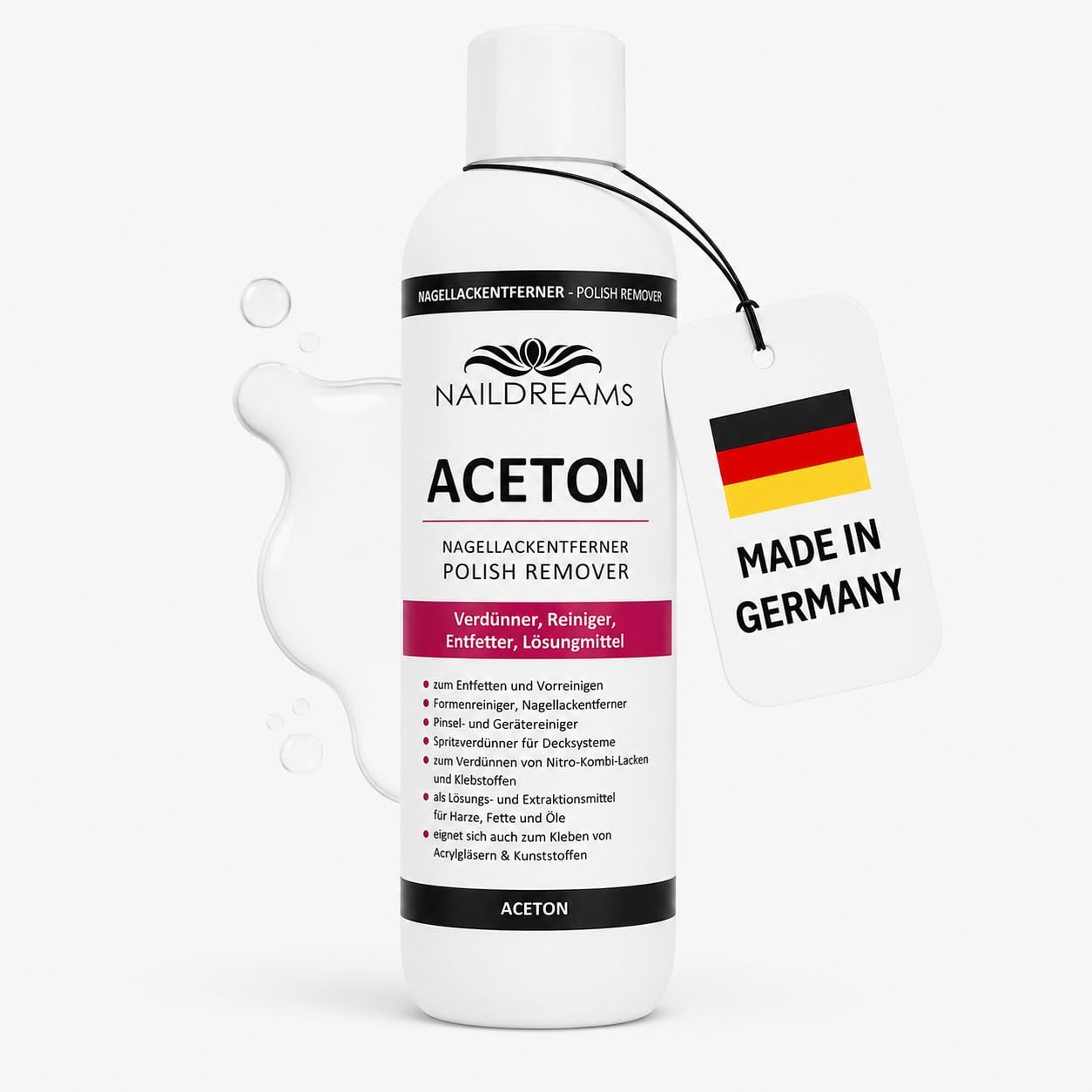 Acetone – 500 ml – solvente puro per la cura professionale delle unghie e cosmetici
