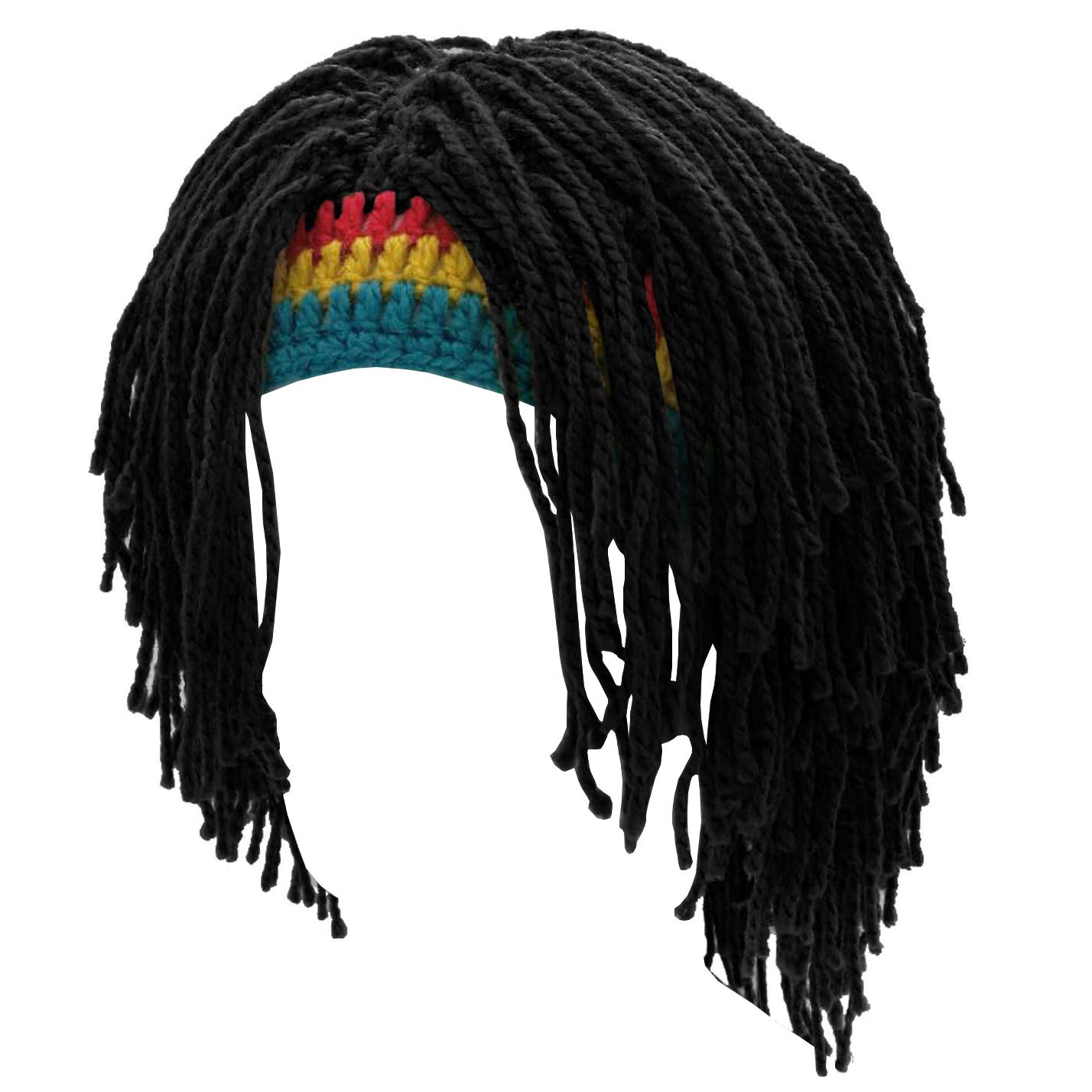 Funny Rasta Wig Beard Hats Knitted Jamaican Rasta Beanie Hat with Dreadlocks Christmas Halloween for Men Women