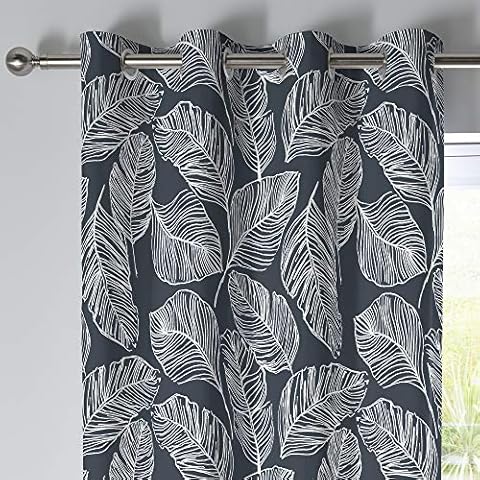 Fusion - Matteo - Par de Cortinas 100% algodón con Ojales, Color Azul Marino Cover