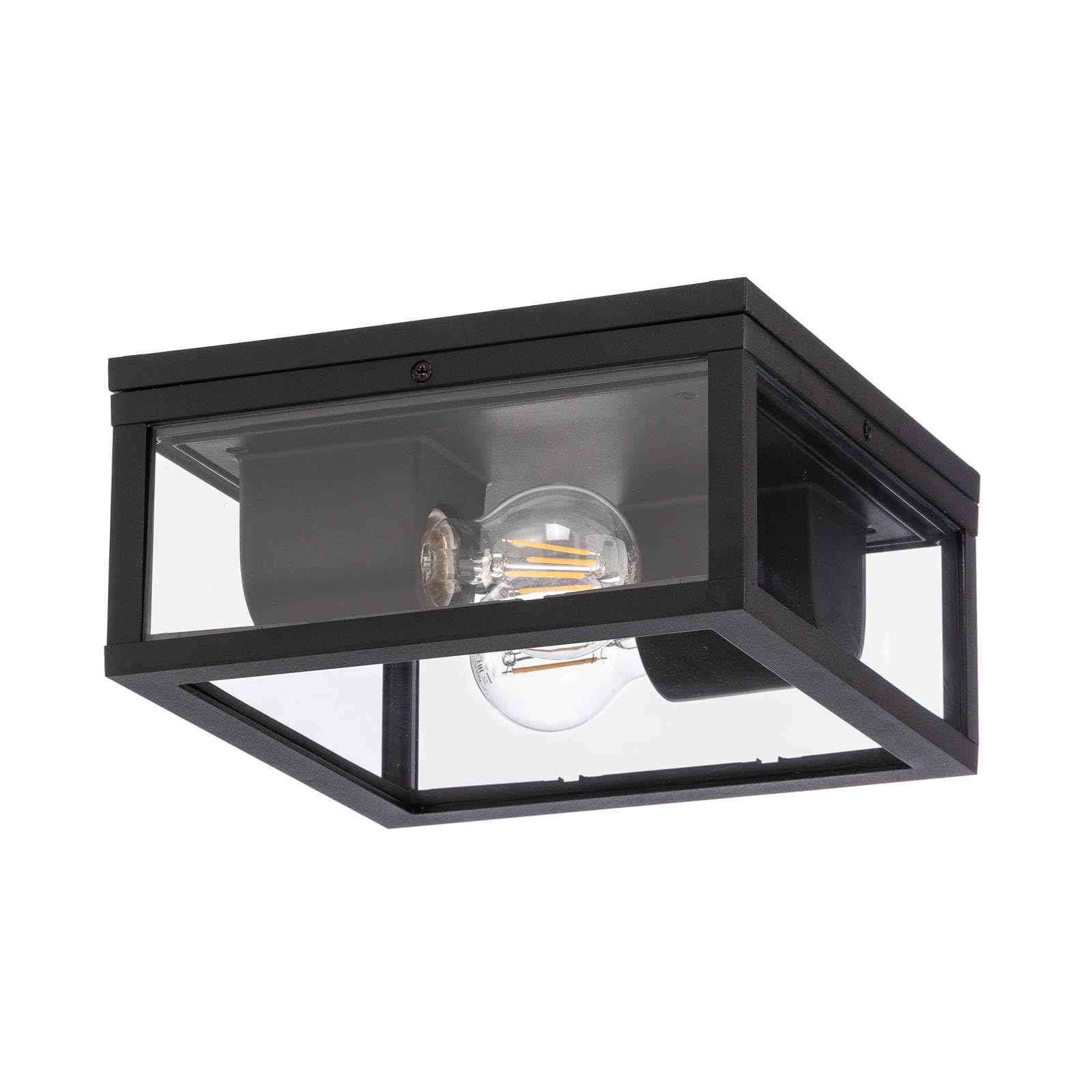 Lindby Plafonnier Kremena à intensité variable Noir Aluminium 2 lampes E27 saillie