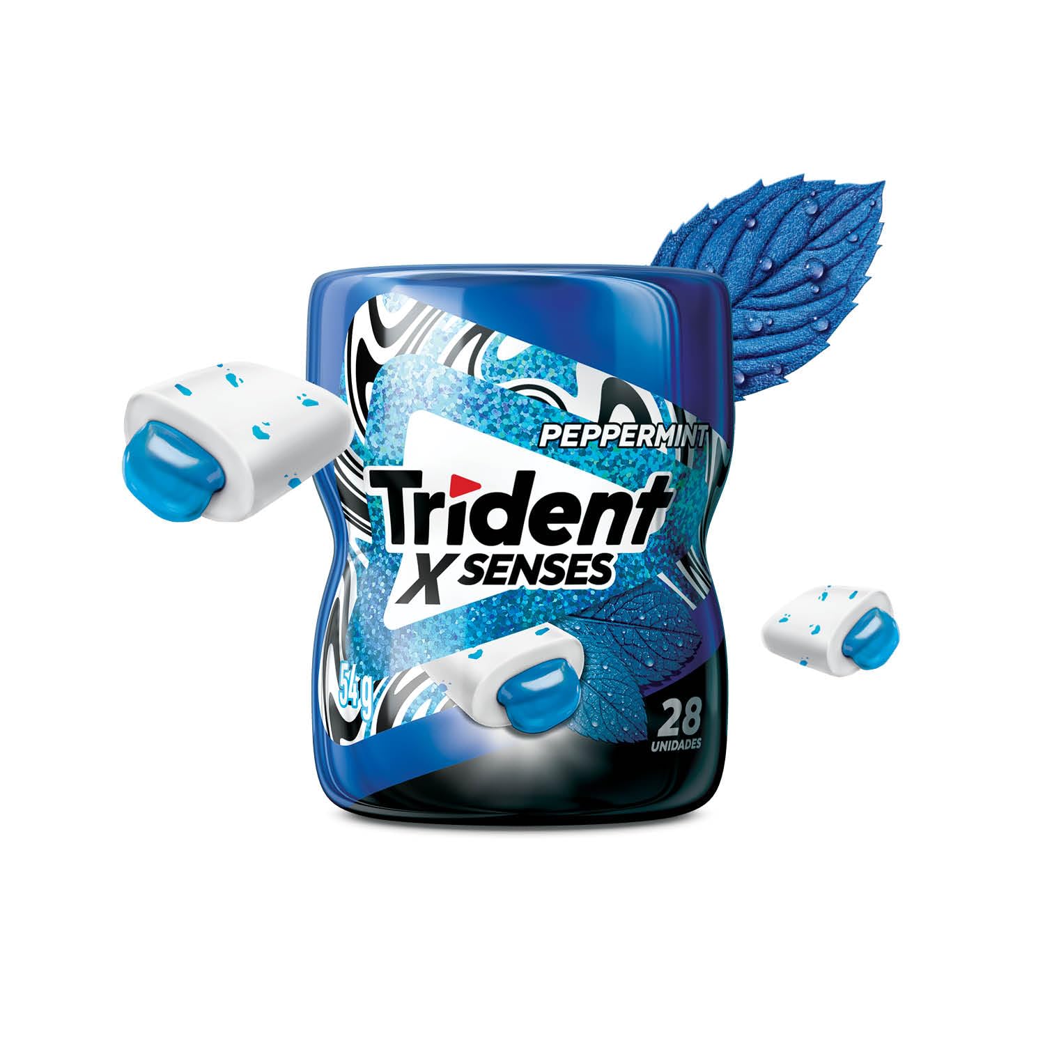 Peppermint OBSESSION 素敵〜♪ Trident, Goma de mascar XSenses Peppermint Hortelã Garrafa 54g 0