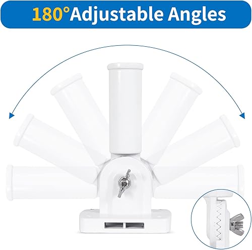 Vista 2 de Soporte ajustable para mástil de bandera, soporte para poste de bandera para exterior de la casa, aluminio resistente, soporte de montaje de poste