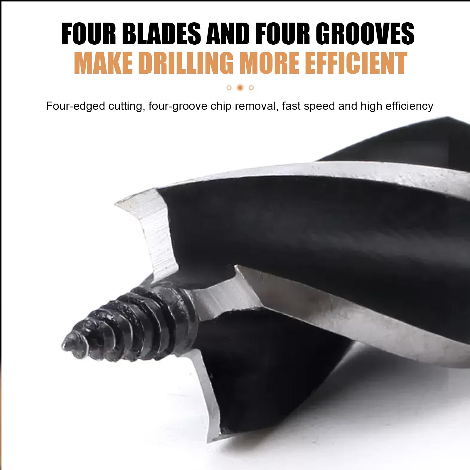 Punta Trapano A Coclea Per Legno 25x165mm - Acciaio Carbonio, Codolo Esagonale 1/4, 4 Lame