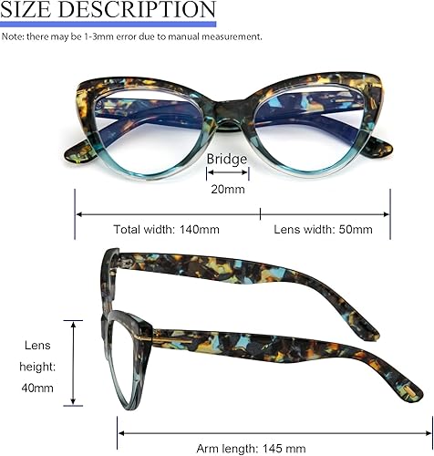 Miniatura 4 de DXYXYO Paquete de 3 lentes de lectura de ojo de gato para mujer, bloqueo de luz azul, marco grueso, lectores de computadora 1.0+