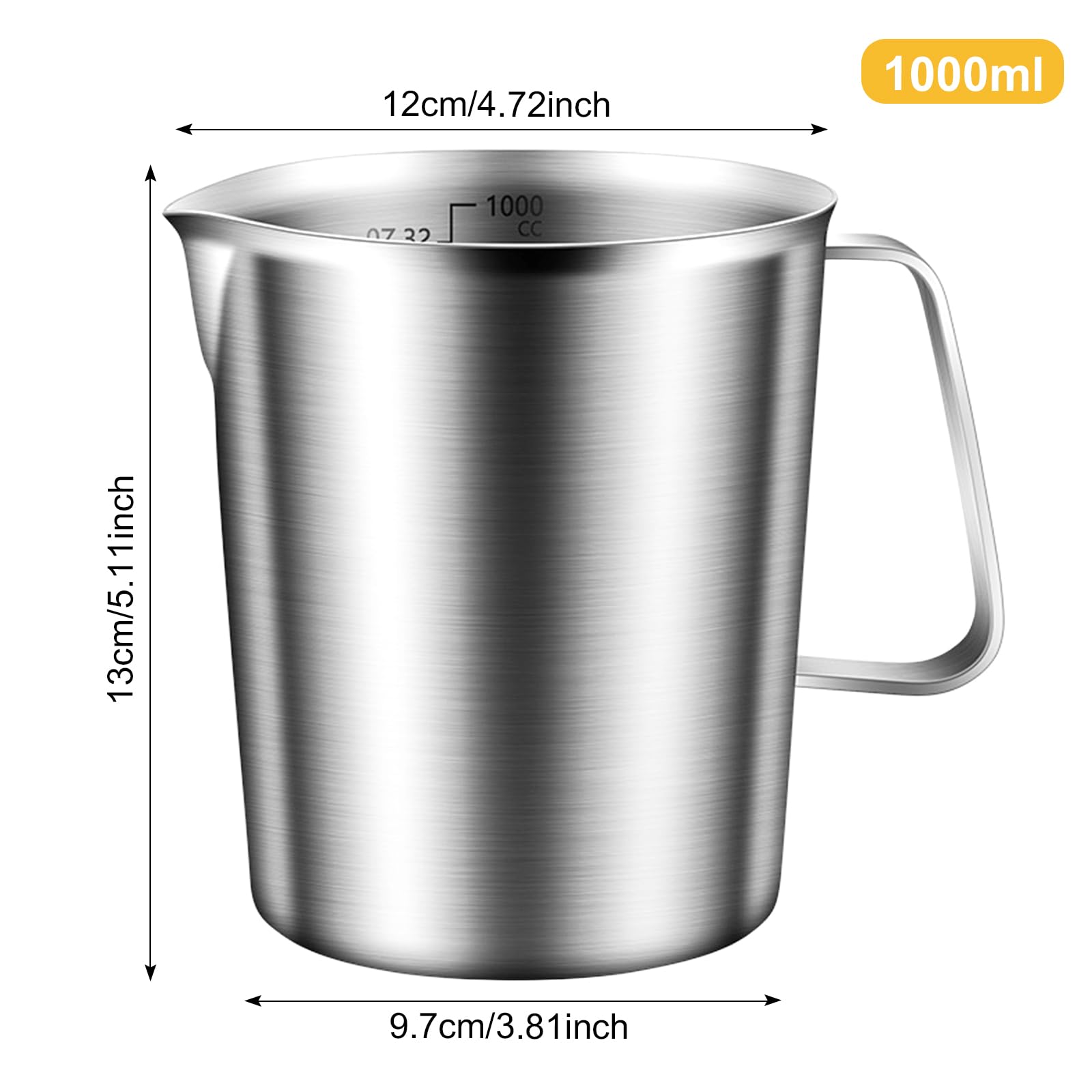Metaal maatbeker RVS maatbeker voor uw drankje (1000ML