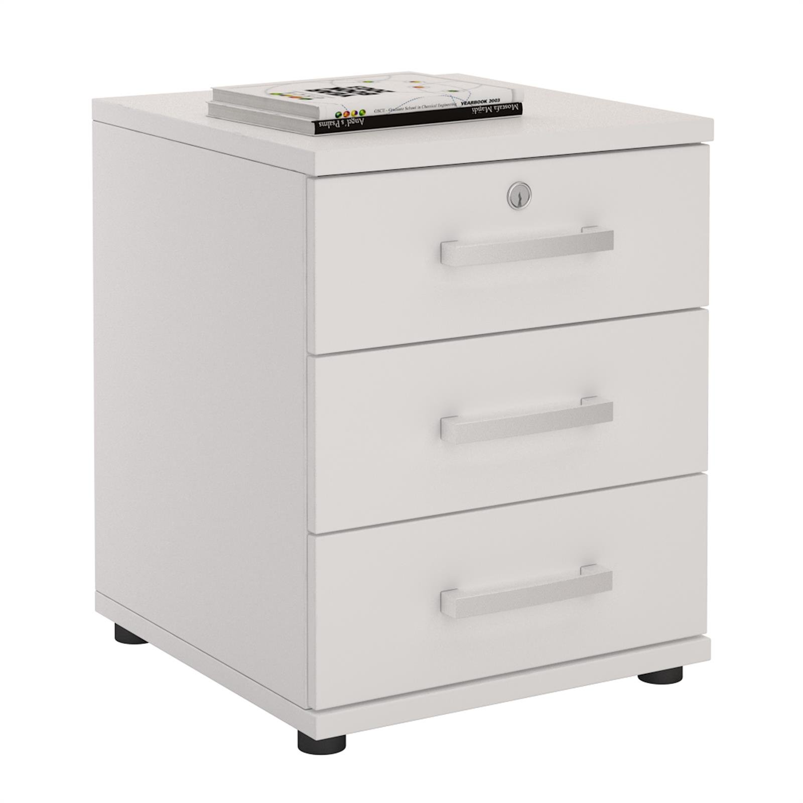 CARO-Möbel Bürocontainer Toronto – 3 Schubladen, Abschließbar, Schwarz, Spanplatte, 44x55x45 Cm, Für Büro & Kinderzimmer