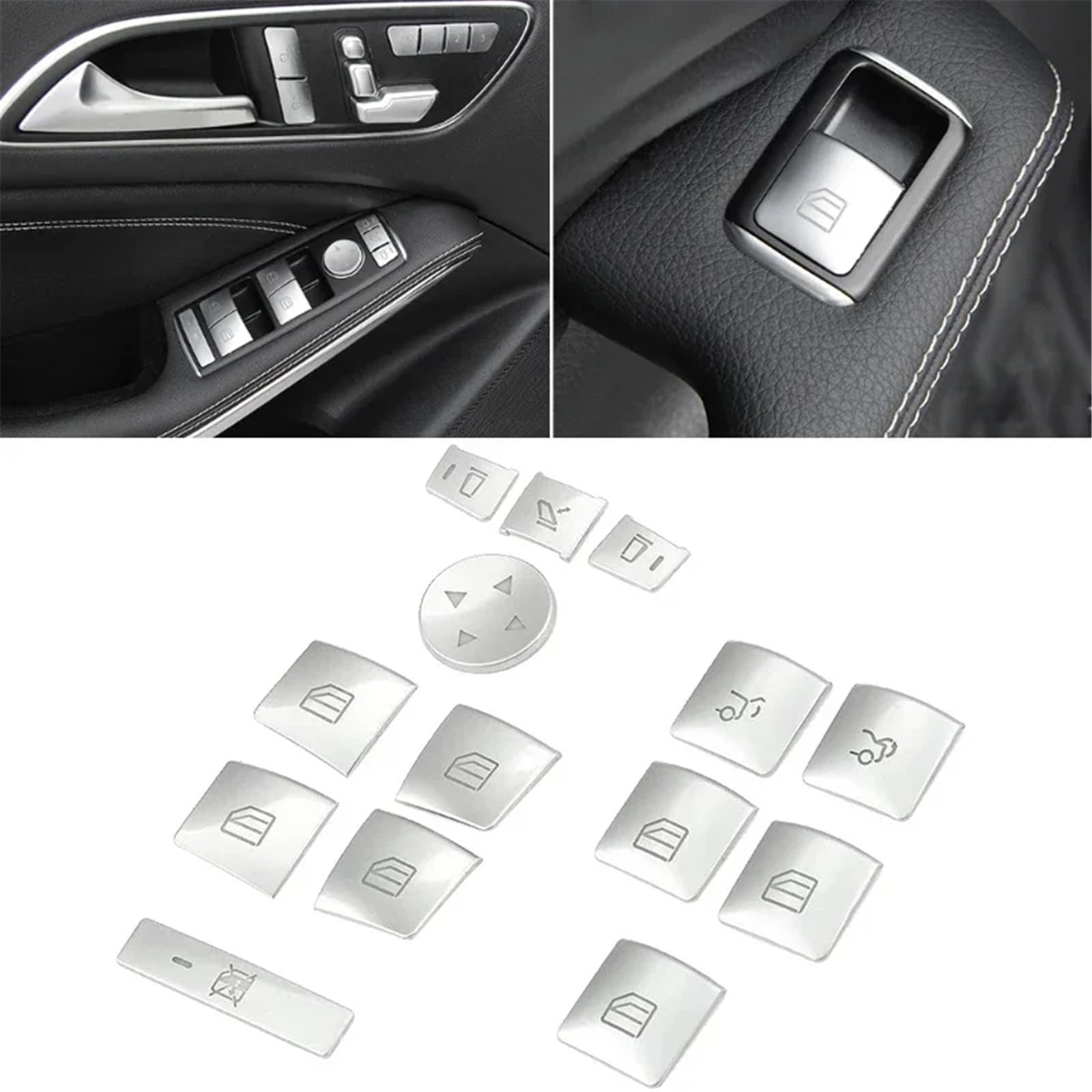 Compatible avec Benz W204 W212 W246 W166 Autocollant garniture bouton d'interrupteur fenêtre d'accoudoir porte intérieure décoration intérieure Autocollants Intérieur