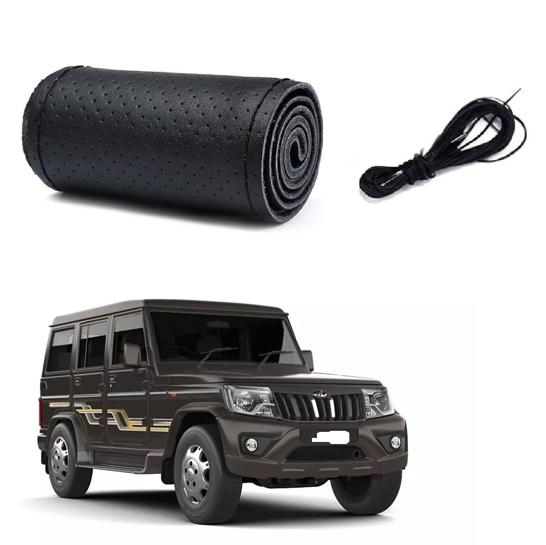 Stylish Car Steering Cover (Black Color) Soft Artificial Leather Braid Suitable for Mahindra Bolero-image-39