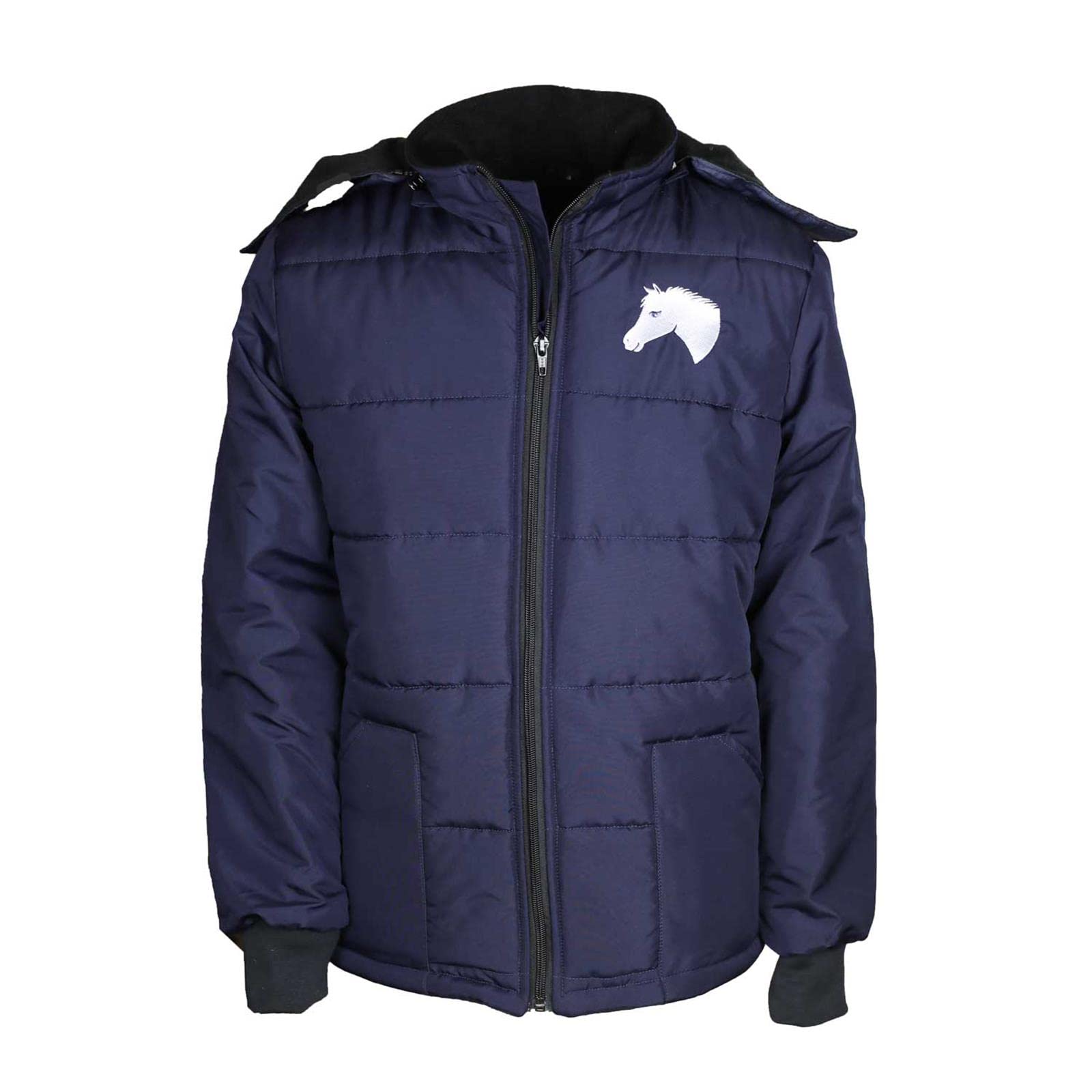Kinder Reitset Reitjacke Mia Dunkelblau gesteppt Fleecefutter mit Silikon-Vollbesatz Reitleggings Schwarz