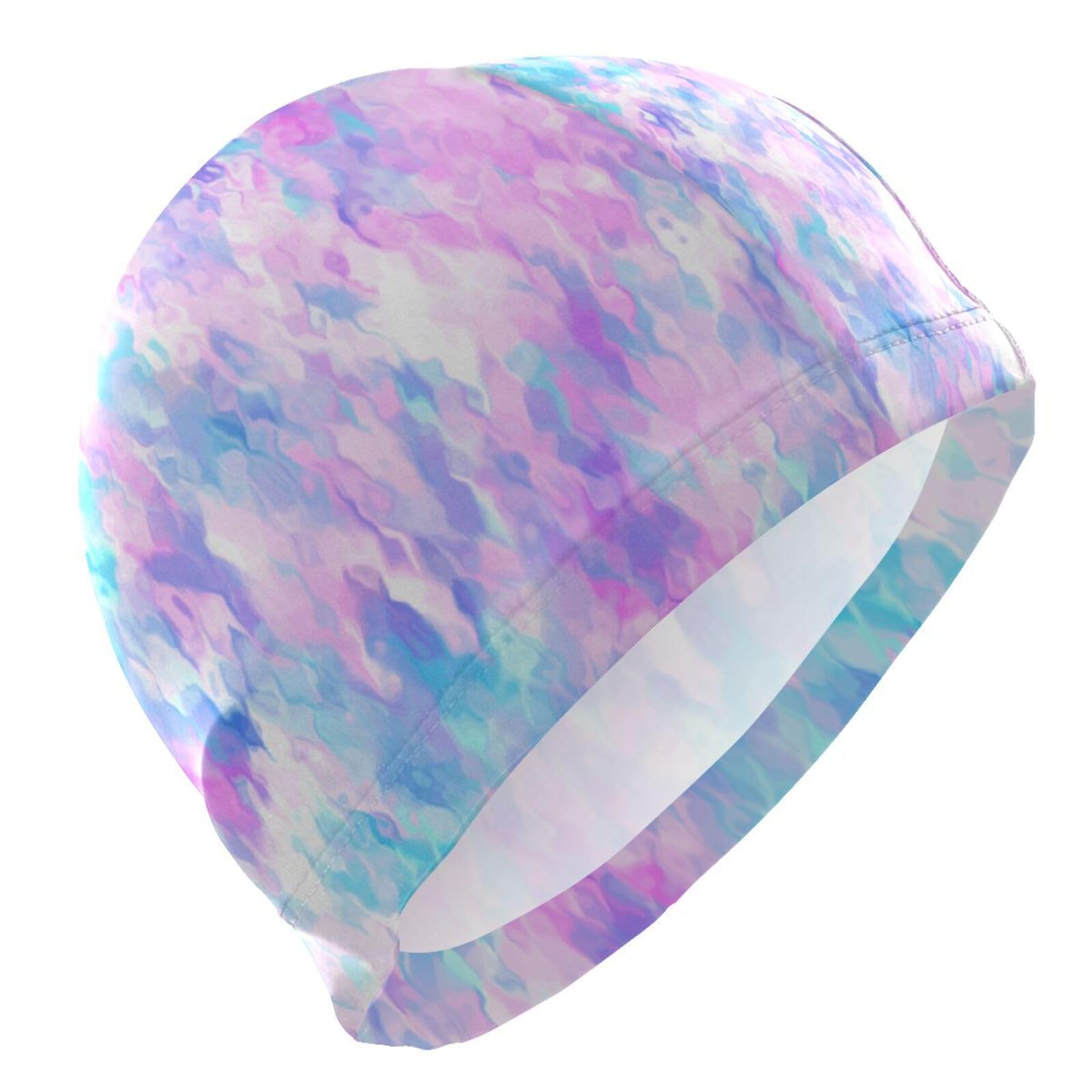 Dallonan Swimming Cap Unisex Adult Swim Cap Women Men Mosaic Ethnic Colorful Blue Violet Pink Polyester