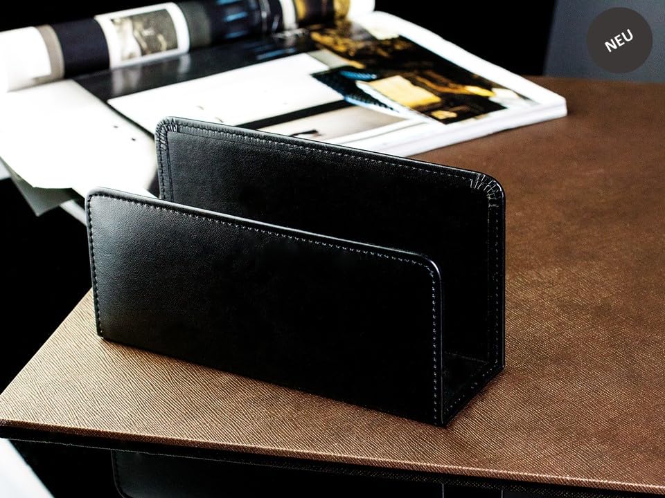 DELMON VARONE - Briefständer aus Cambridge Top Grain Leder rot, Dokumentenhalter zur Aufbewahrung von Briefe, Dokumente und Prospekte, Organizer für Schreibtisch und Büro mit Metalleinlage