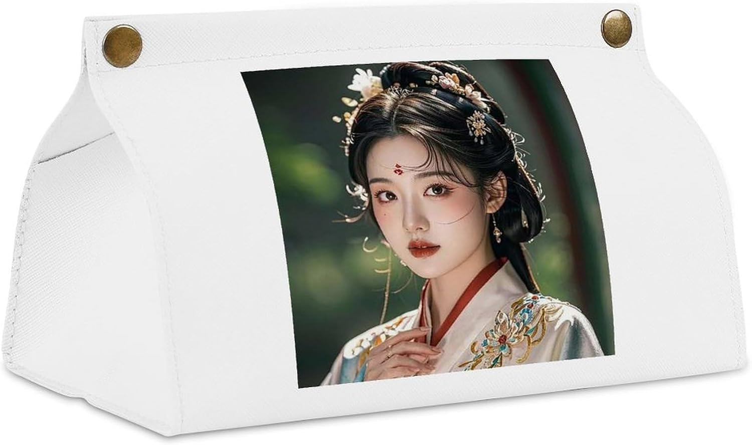 Decorative PU Tissue Paper Holder Oriental Fairy Printed Tissue Box Cover Napkin Tissues Organizer Home Decor for Bathroom Night Stands Desk Car Dining Table