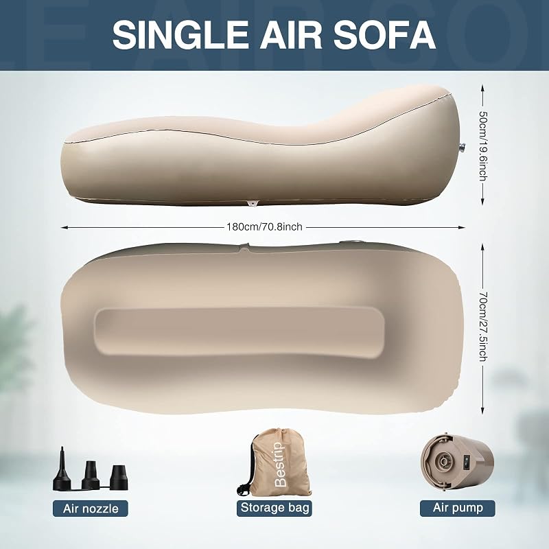 Bestrip Felfújható Kanapé Elektromos Pumpával, Camping Lounger 180x70cm