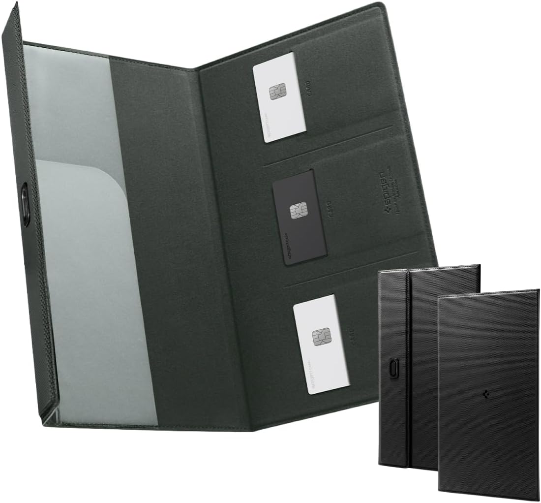 Spigen Hyper-Slim Car Registration and Insurance Card Holder for All Cars | ID License Documents Holder [Tesla Model Y Juniper (2025/26) & 3/Y/S/X/Cybertruck] Car Essentials - Military Green