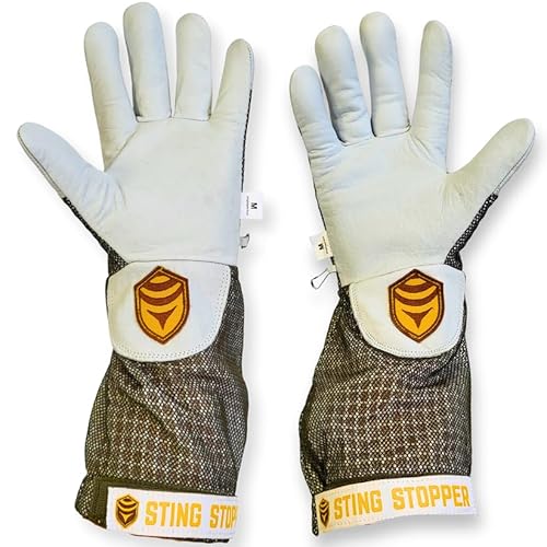 Sting Stopper Beekeeping Gloves, Ventilated Goat Skin Bee Gloves for