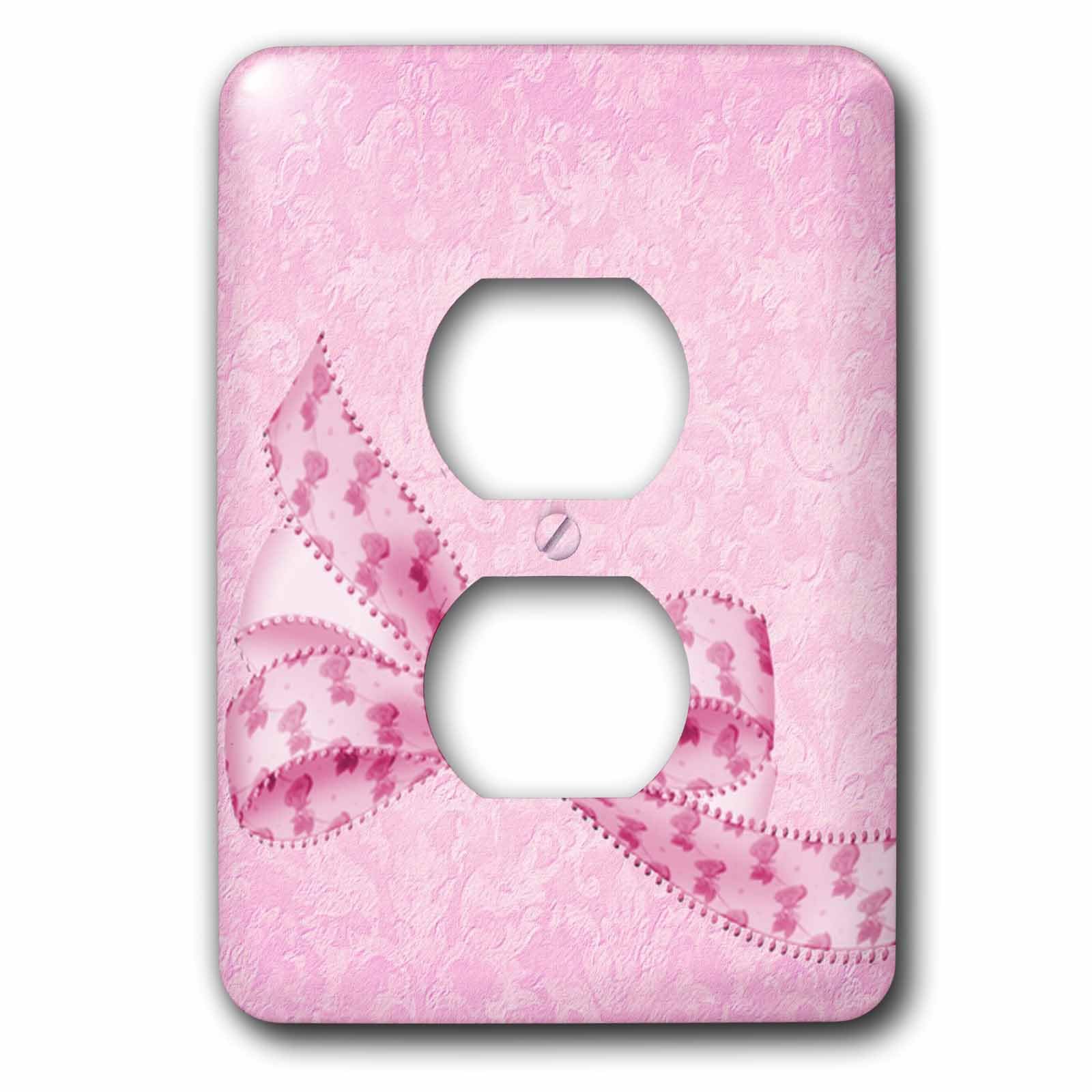 Cache-prise roses roses sur fond rose pastel 3dRose lsp_33582_6 plaque murale decorative pour prise