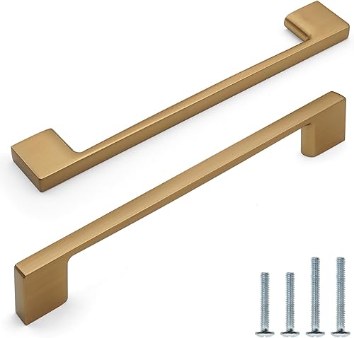 Miniatura 1 de FURFITT Paquete de 10 tiradores de bronce champán de 6-14 pulgadas (6.299 in) de aleación de zinc maciza para cajones, cajones de cocina, armario de