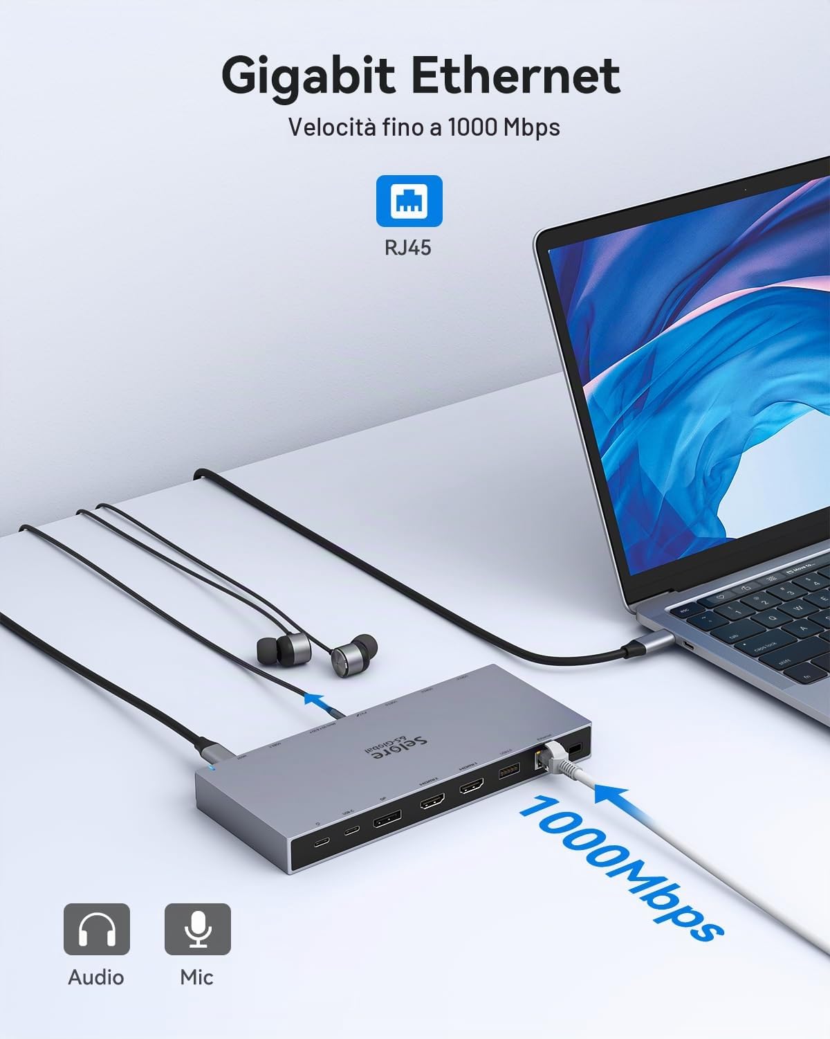 Docking Station With 65W USB C Hub - 3 Monitor With 4K Dual HDMI, 4K DisplayPort, 100W PD, Gigabit Ethernet, 10Gbps Data, 3.1/3.0/2.0 Ports, SD/TF, 3.5mm Audio/Mic