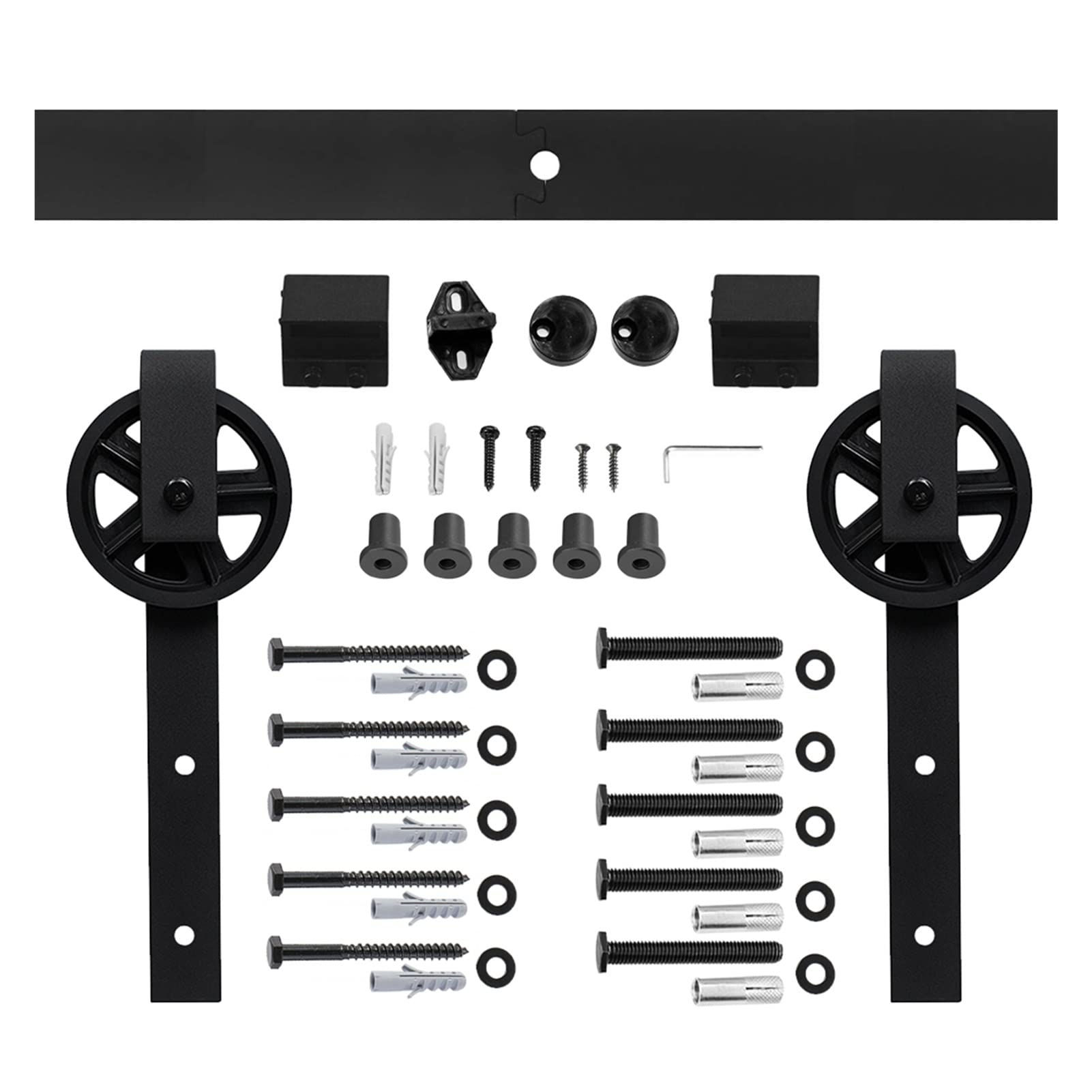 Sliding Door Hardware Antique Big Rollers Steel Sliding Barn Wood Door Hardware Kit Closet Set Roller for Interior Sliding Door(not Include Track)(Big Wheels)
