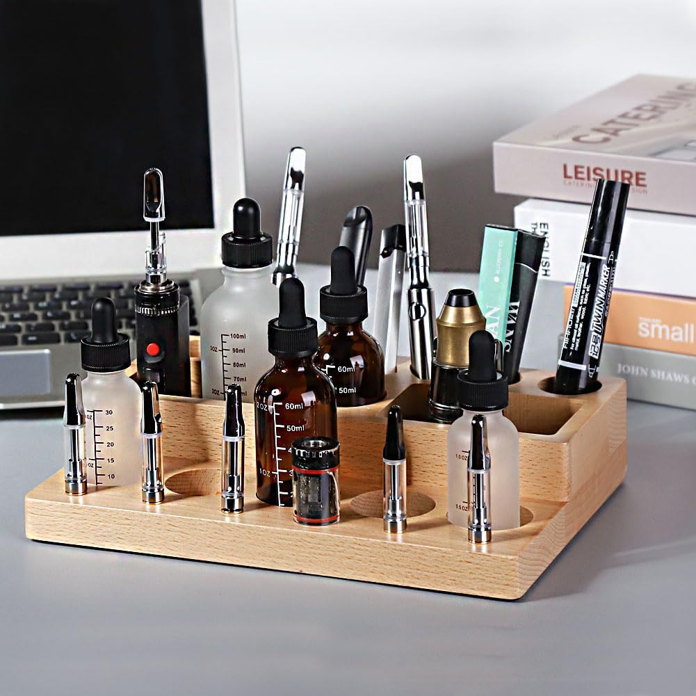 HUIZHU W-ooden Desk Vape Stand Organizer Desk Holder (245MM * 180MM * 50MM)