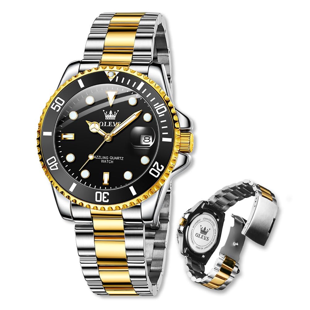 Raitown Orologio Uomo Acciaio Inossidabile, Movimento Analogico al Quarzo | Classico da 41 mm, Lancette Luminescenti, Calendario, Impermeabile 3 ATM, Stile Elegante, Colori Blu, Verde e Nero