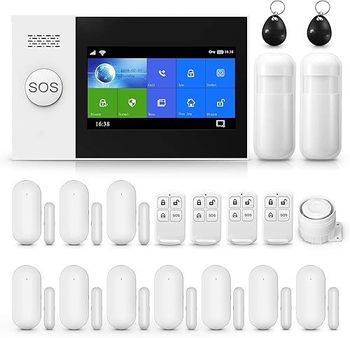 Clouree Sistema de alarma para seguridad de toda la casa kit de alarma inalámbrica WiFi para el hogar con sirena sensor de movimiento PIR controles