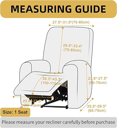 Miniatura 2 de HDCAXKJ Funda reclinable 100% impermeable de 4 piezas para sillas reclinables grandes, fundas elásticas para sillas reclinables con brazos, fundas