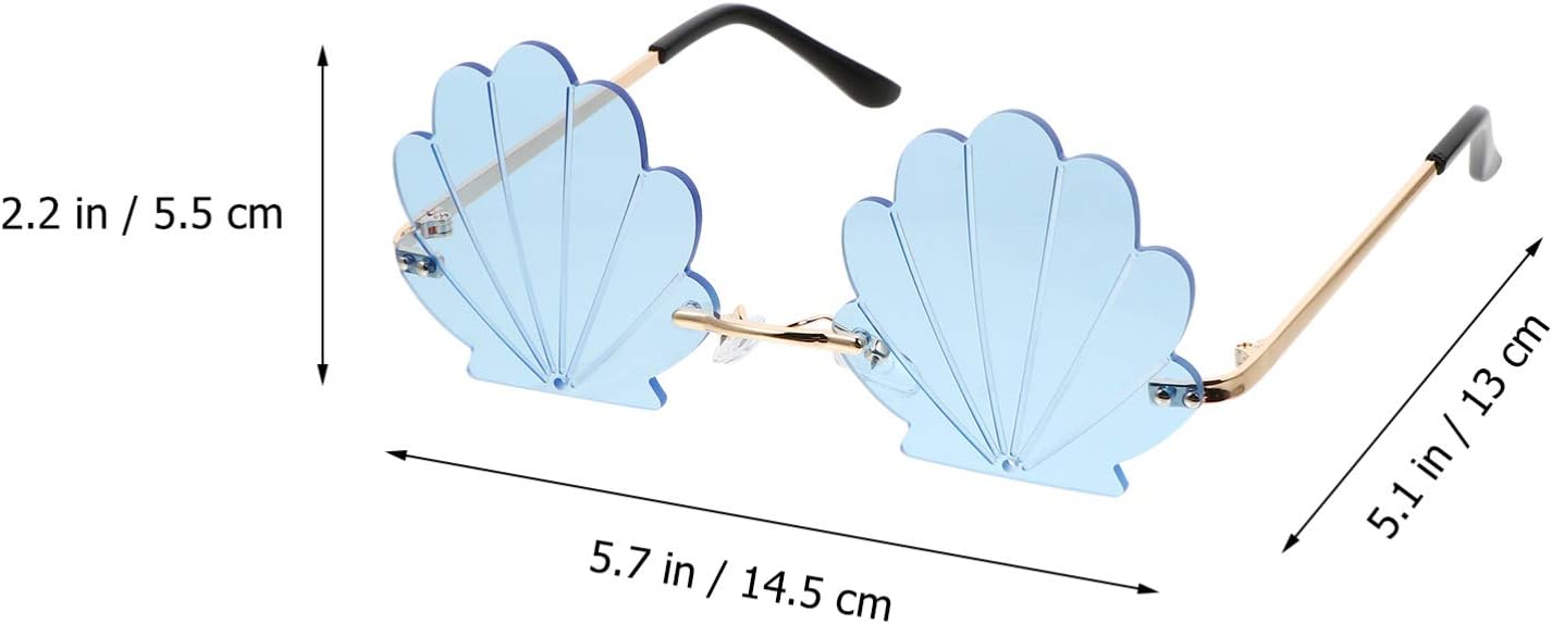 Seashell Sunglasses-1pcs Rimless Wave Sunglasses Shell Shaped Eyeglasses Photo Prop Funny Sunglasses for Party(blue) - Image 9