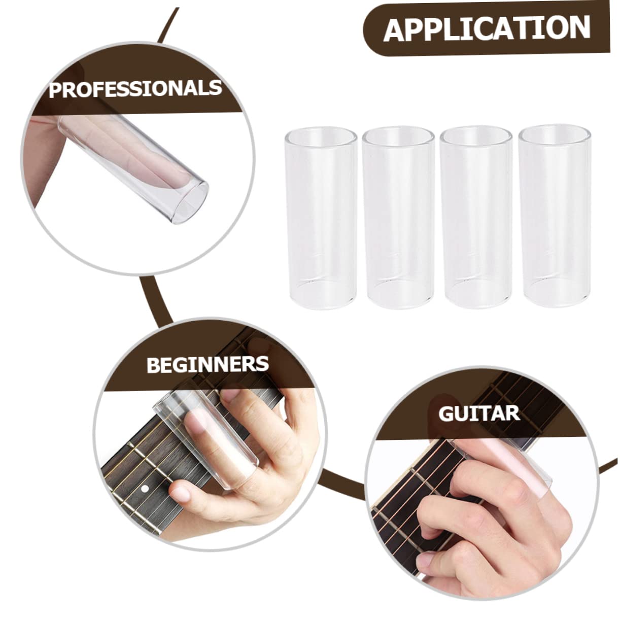 Totority 4pcs Guitar Glass Slides Acoustic Guitar Slides Finger Protector for Electric Acoustic