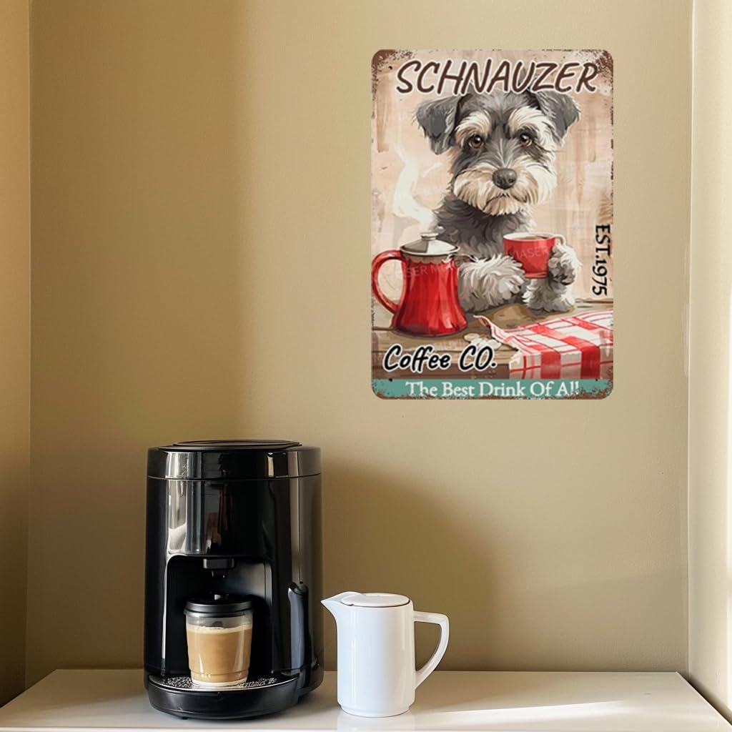 Targa In Metallo Vintage Schnauzer Coffee Co - Cartello Decorativo In Alluminio 20x30 Cm Per Bar, Casa, Giardino - 3