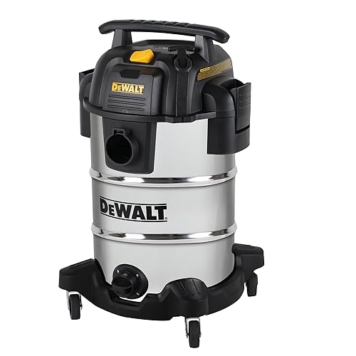 DEWALT DXV08S Aspiradora húmeda/seca de 8 galones, aspiradora de taller HP de 4 picos, tanque de acero inoxidable, color plateado