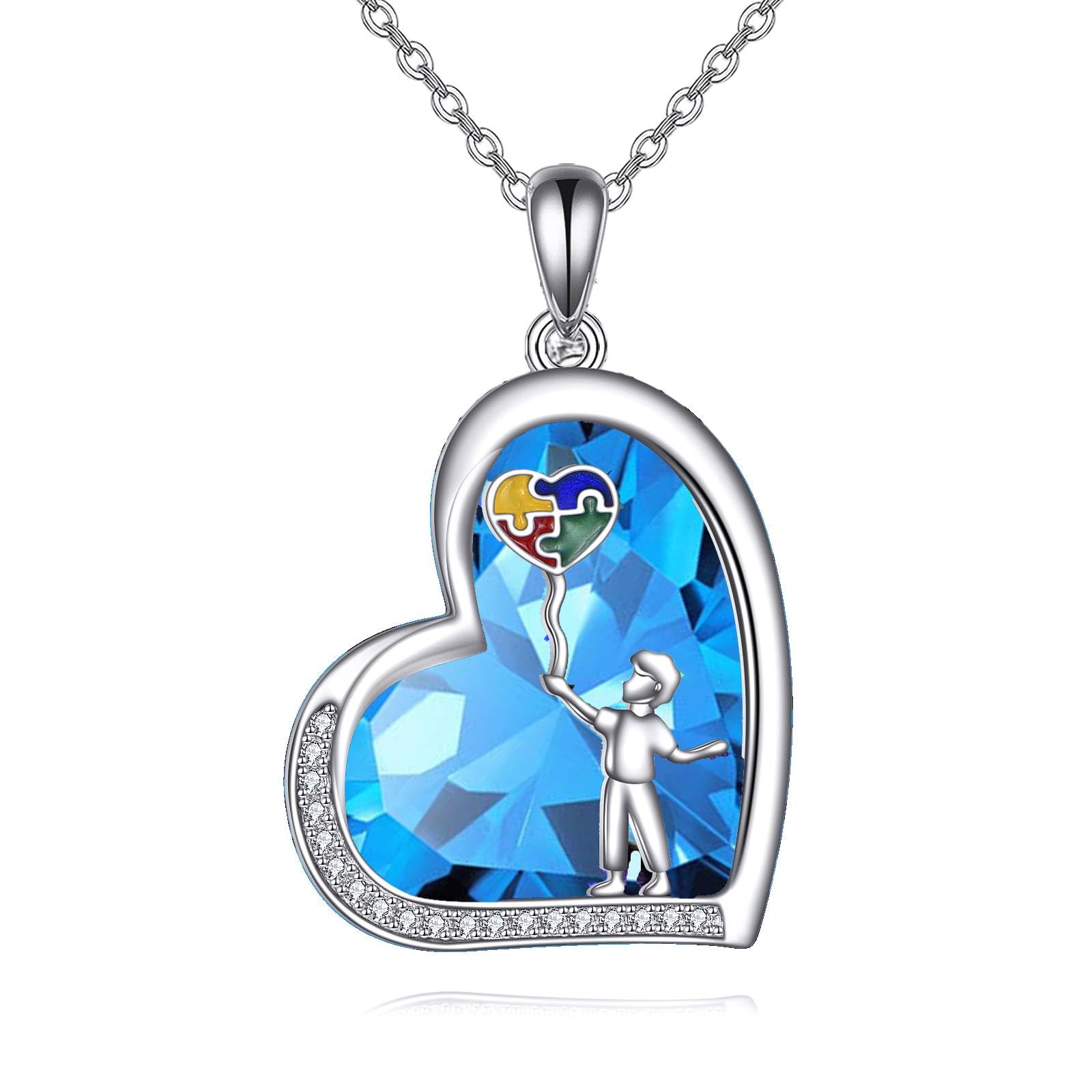 Snapklik.com : Autism Awareness Necklace Sterling Silver Blue Crystal ...