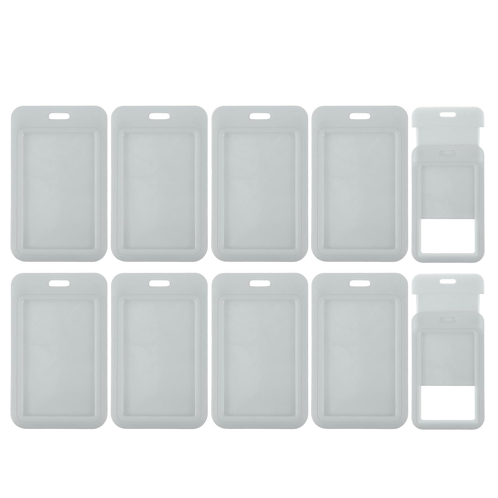 PATIKIL 10 Pack Clear Badge Holder, Plastic ID Badge Holder Clear Window Vertical ID Protector Clips for Credit Cards Proximity Key Cards Licenses, Grey — image 1