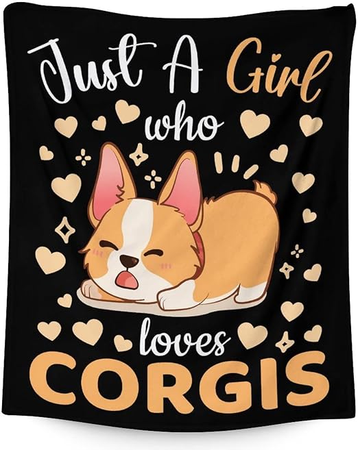 Corgi Blanket Gifts - 50"x60" Cute Throw for Adults, Kids - Black Soft Fuzzy Blankets for Bed, Couch & Living Room