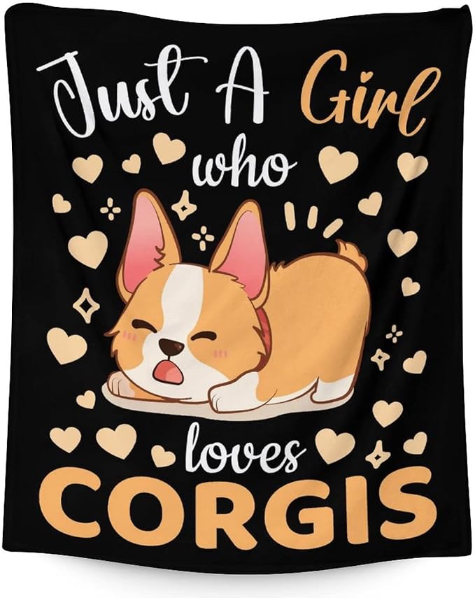 Corgi Blanket Gifts - 50"x60" Cute Throw for Adults, Kids - Black Soft Fuzzy Blankets for Bed, Couch & Living Room