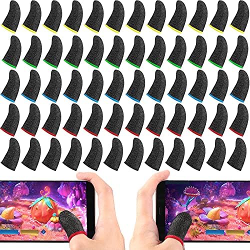 60 Pieces Gaming Finger Sleeves Mobile Game Controllers Silver Fiber Finger Sleeve Breathable Anti-Sweat Seamless Touchscreen Finger Thumb Sleeve Smooth Finger Protector for Mobile Phone Tablet 60 Pieces Gaming Finger Sleeves Mobile Game Controllers Silver Fiber Finger Sleeve Breathable Anti-Sweat Seamless Touchscreen Finger Thumb Sleeve Smooth Finger Protector for Mobile Phone Tablet