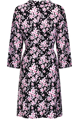 Sofiepj BD50-4347_BLKWHT FLORAL_M Women'S Printed Chemise And Robe 2 Piece Sleepwear Set thumb #4