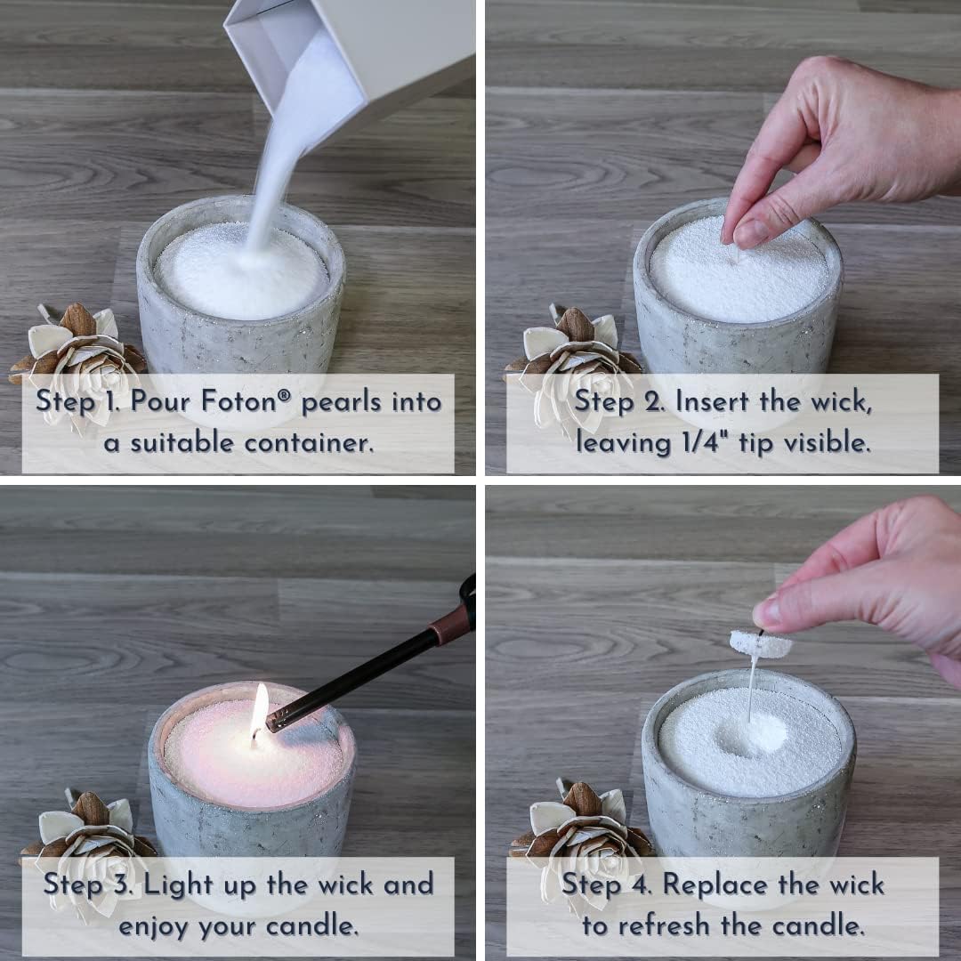 Most Popular Bundle: Lavender Love + Vanilla Vibe, Scented Luxury Candle with 30 Wicks Plus 30-Pack of Wicks – Foton Pearled Candle