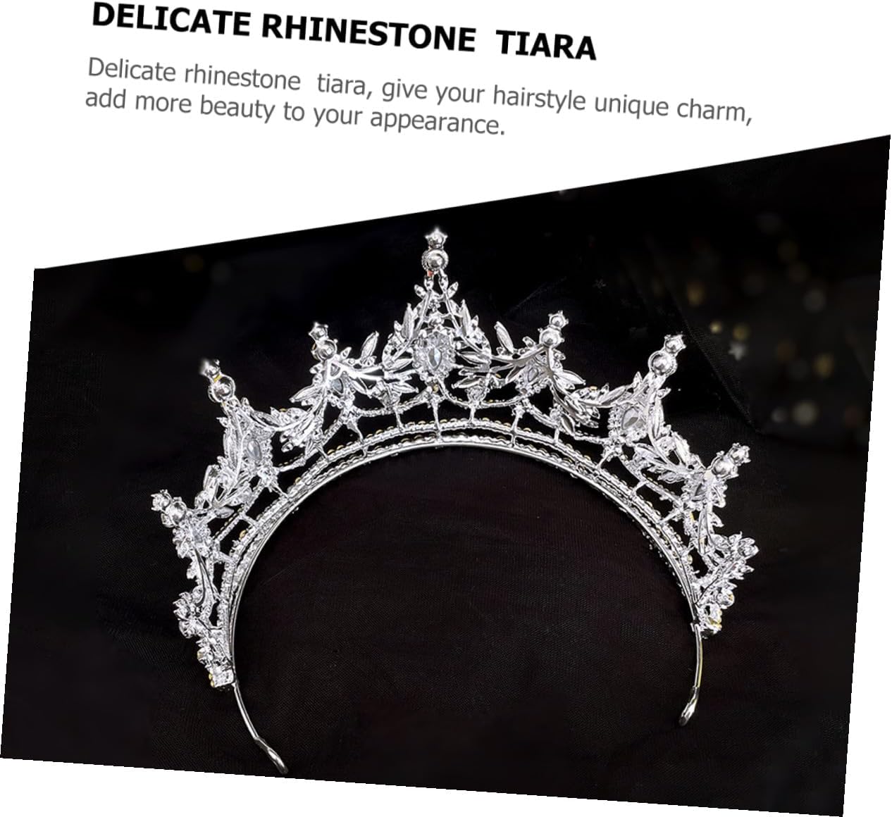 Ciieeo Bridal Rhinestone Crown Tiara Silver Alloy Wedding Headdress for Brides Banquets Hair Accessory