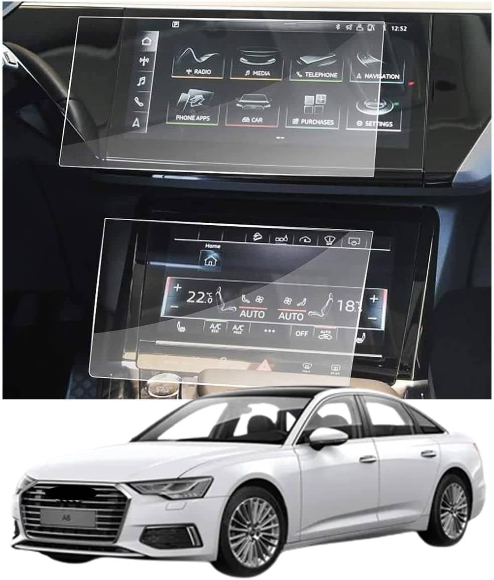 ARMOUR GUARDS 9H Screen Protector Compatible with A6 45 TFSI Premium Plus Touch Screen Infotainment & Front AC Panel 10.1 Inch (2019 Facelift) It's Flexible not Glass [Transparent]