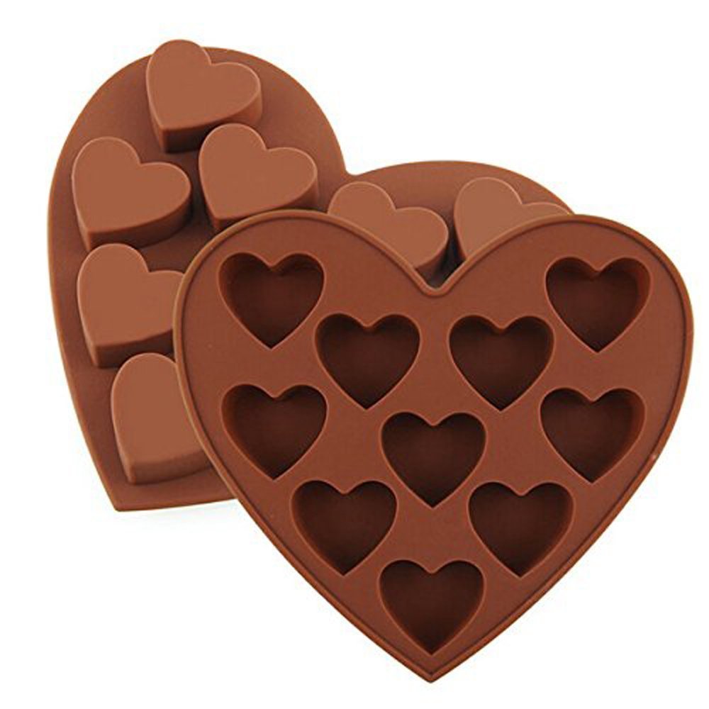 Cherion Cute Silicone 10 hearts Shaped Ice Lattice Pudding Chocolate Candy Cake Pan Handmade Soap DIY Molds
